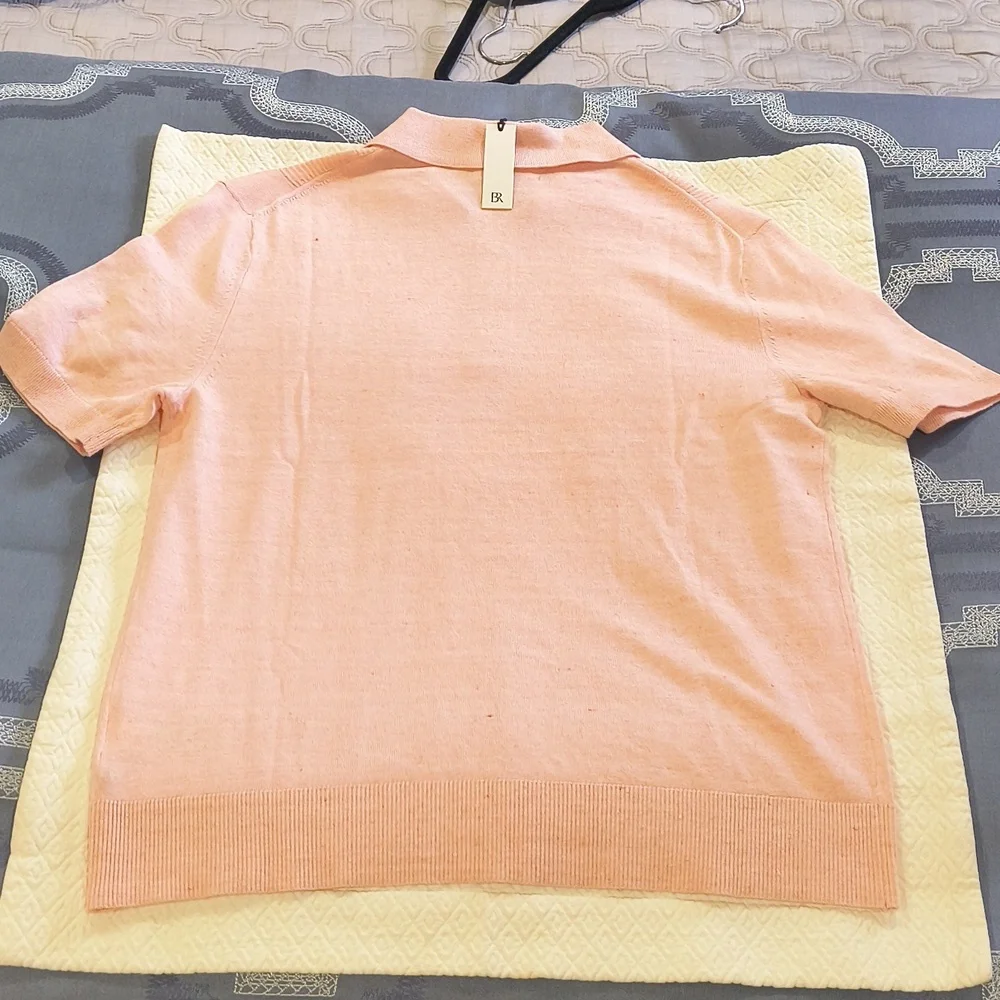 Banana Republic Linen-Cotton Ribbed Striped Accent Sweater Polo